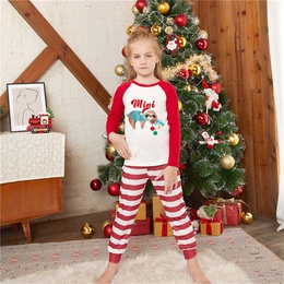 Cute Animal Letter Stripe Polyester Printing Patchwork Pants Sets Straight Pants Blouse Family Matching Outfitspicture5