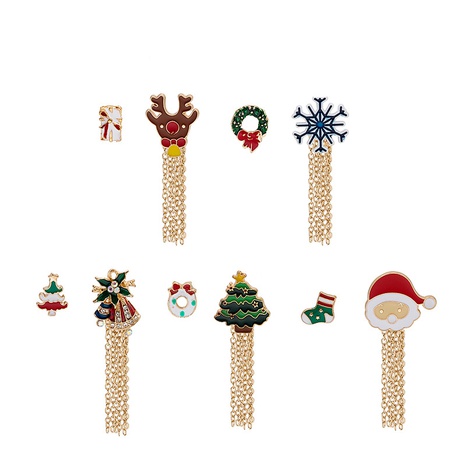 Fashion Christmas Tree Santa Claus Christmas Socks Alloy Asymmetrical Enamel Plating Rhinestones Women'S Brooches's discount tags