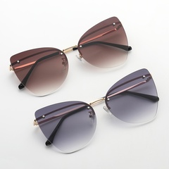 Fashion Solid Color Pc Butterfly Frame Frameless Women's Sunglasses