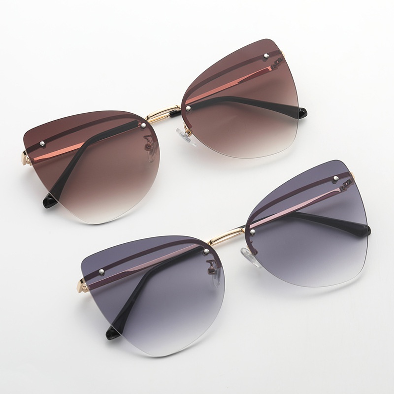 Fashion Solid Color Pc Butterfly Frame Frameless Womens Sunglasses