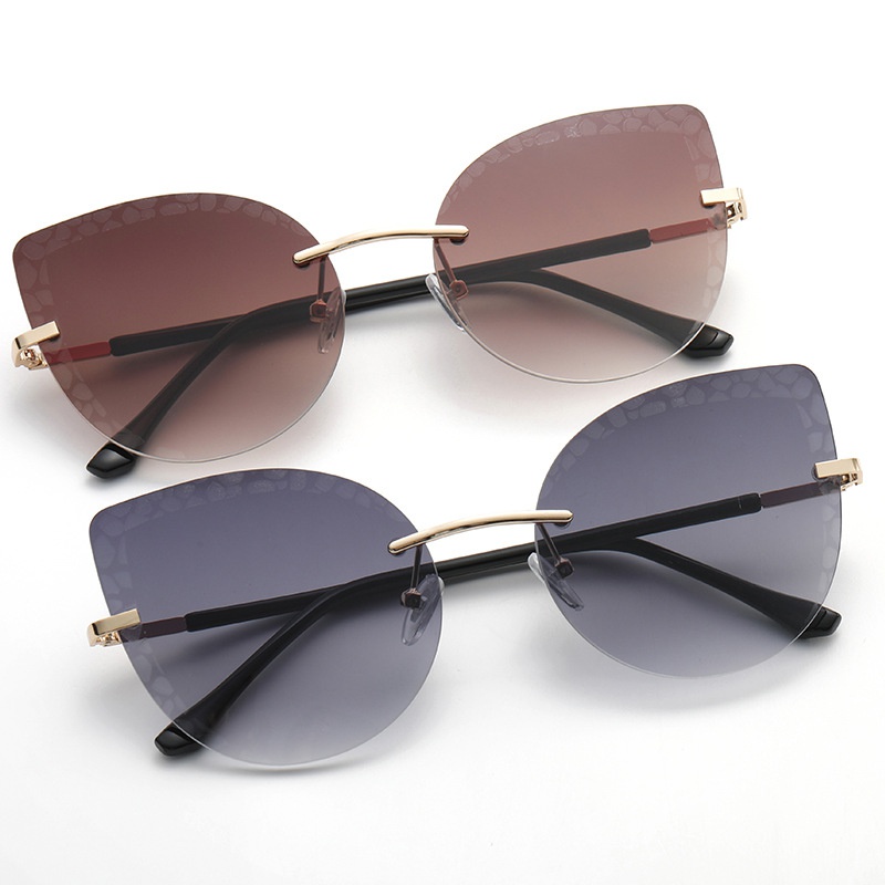 Fashion Geometric Pc Butterfly Frame Frameless Womens Sunglasses