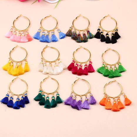 Retro Solid Color Alloy Tassel Drop Earrings 1 Pair's discount tags
