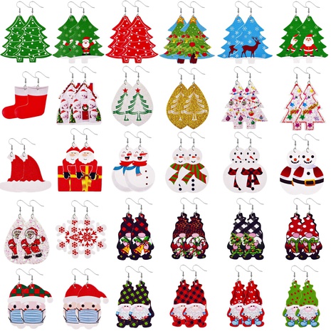 Fashion Christmas Tree Pu Leather Sequins Women'S Drop Earrings 1 Pair's discount tags