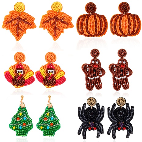 Fashion Pumpkin Christmas Tree Arylic Beaded Women'S Drop Earrings 1 Pair's discount tags