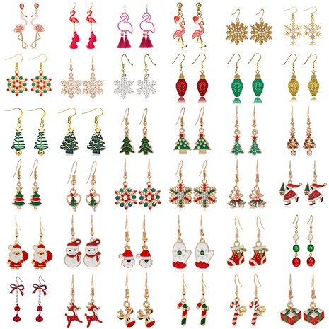 Fashion Christmas Tree Flamingo Alloy Plating Inlay Artificial Gemstones Women'S Drop Earrings 1 Pair's discount tags