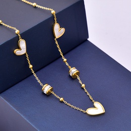 Fashion Heart Shape Titanium Steel Inlay Shell Zircon Necklacepicture9