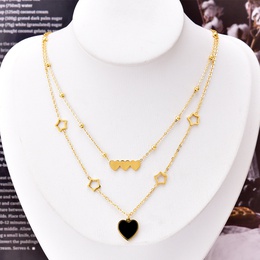 Fashion Heart Shape Titanium Steel Inlay Shell Necklacepicture9