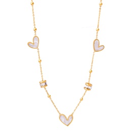 Fashion Heart Shape Titanium Steel Inlay Shell Zircon Necklacepicture7