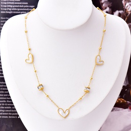 Fashion Heart Shape Titanium Steel Inlay Shell Zircon Necklacepicture6