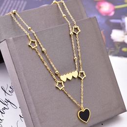 Fashion Heart Shape Titanium Steel Inlay Shell Necklacepicture6