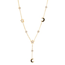 Fashion Star Moon Heart Shape Titanium Steel Irregular Tassel Necklace 1 Piecepicture11