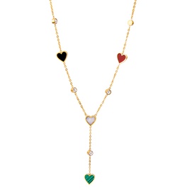Fashion Star Moon Heart Shape Titanium Steel Irregular Tassel Necklace 1 Piecepicture10