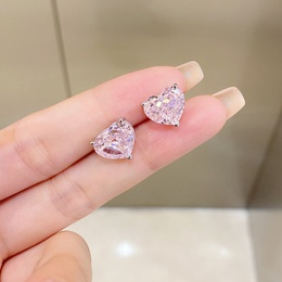 Fashion Heart Shape Sterling Silver Plating Zircon Ear Studs 1 Pairpicture9