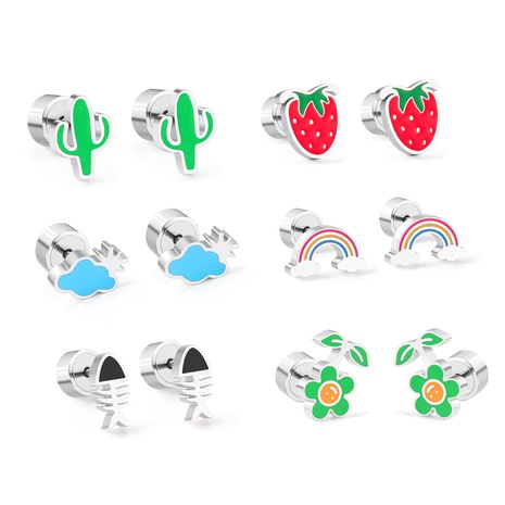 Simple Style Flower Stainless Steel Ear Studs 1 Pair's discount tags