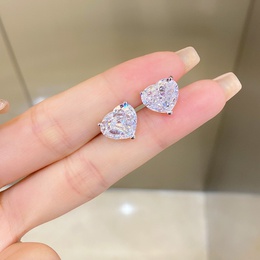 Fashion Heart Shape Sterling Silver Plating Zircon Ear Studs 1 Pairpicture8