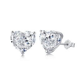 Fashion Heart Shape Sterling Silver Plating Zircon Ear Studs 1 Pairpicture11