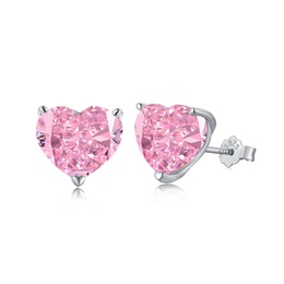 Fashion Heart Shape Sterling Silver Plating Zircon Ear Studs 1 Pairpicture6