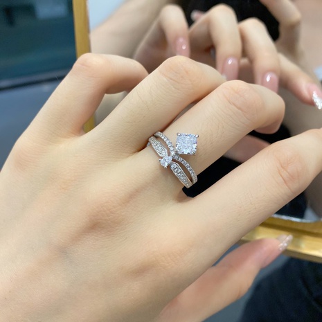 Shiny Geometric Sterling Silver Zircon Rings's discount tags