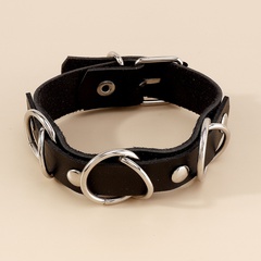 Punk Solid Color Pu Leather Iron Women'S Bracelets 1 Piece