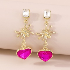 Fashion Heart Shape Spider Alloy Plating Inlay Rhinestones Women'S Drop Earrings 1 Pair