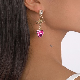 Fashion Heart Shape Spider Alloy Plating Inlay Rhinestones WomenS Drop Earrings 1 Pairpicture7