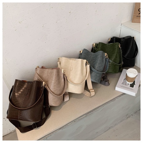 Women'S Small Pu Leather Solid Color Crocodile Fashion Bucket String Bucket Bag's discount tags
