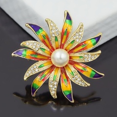Fashion Flower Alloy Sequins Artificial Pearls Rhinestones Women'S Brooches