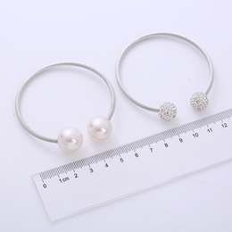 Fashion Pearl Stainless Steel Artificial Pearls Rhinestones Bangle 1 Piecepicture8