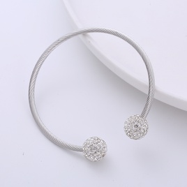 Fashion Pearl Stainless Steel Artificial Pearls Rhinestones Bangle 1 Piecepicture12