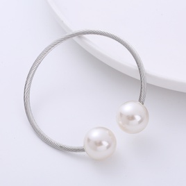 Fashion Pearl Stainless Steel Artificial Pearls Rhinestones Bangle 1 Piecepicture13