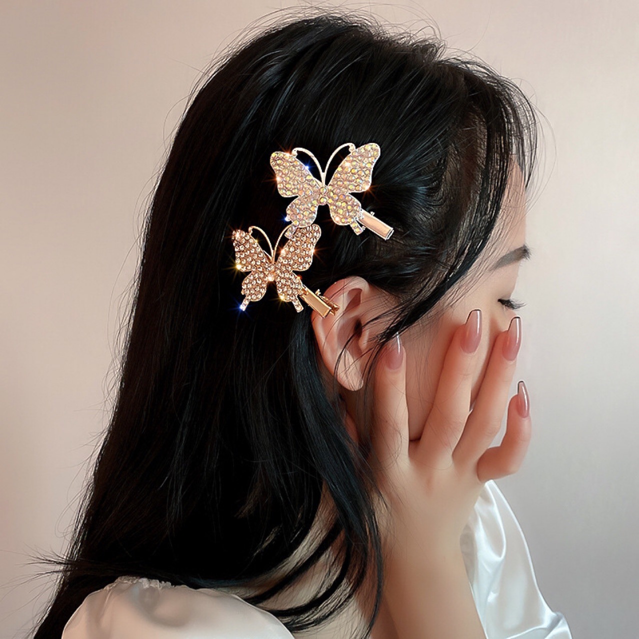 Fashion Butterfly Alloy Inlay Artificial Gemstones Hair Clip 1 Piecepicture3
