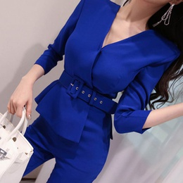 Fashion Solid Color Polyester Full Length Belt Jumpsuitspicture15