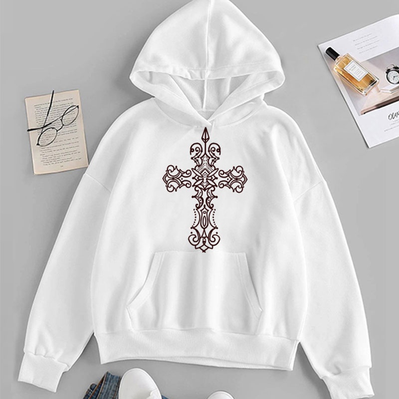 Casual Cross Polyester Hooded Long Sleeve Regular Sleeve Printing Hoodie