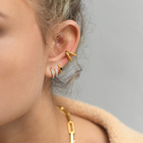 Fashion C Shape Copper Artificial Gemstones Ear Studs 1 Pair's discount tags