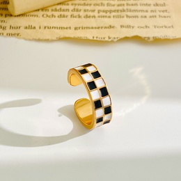 Retro Checkered Alloy Enamel WomenS Ringspicture9