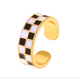 Retro Checkered Alloy Enamel WomenS Ringspicture8