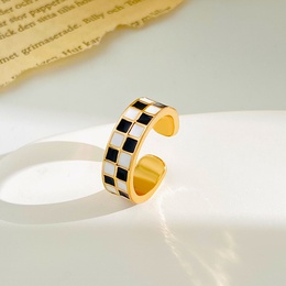 Retro Checkered Alloy Enamel WomenS Ringspicture10
