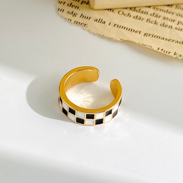 Retro Checkered Alloy Enamel WomenS Ringspicture7