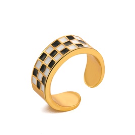 Retro Checkered Alloy Enamel WomenS Ringspicture12