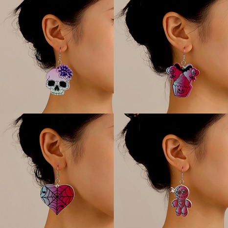 Retro Letter Heart Shape Skull Alloy Enamel Women'S Drop Earrings 1 Pair's discount tags
