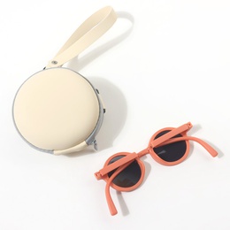 Fashion Solid Color Resin Round Frame Full Frame Kids Sunglassespicture6