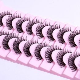 Nuevos 10 pares tresPestaas postizas curvadas de pelo de visn Artificial Dimensionalpicture28