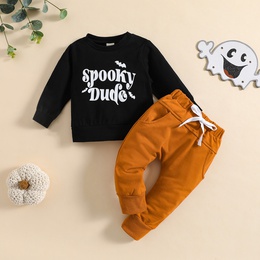 Halloween Casual Letter Cotton Blend Boys Clothing Setspicture8