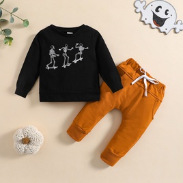 Halloween Casual Letter Cotton Blend Boys Clothing Setspicture17