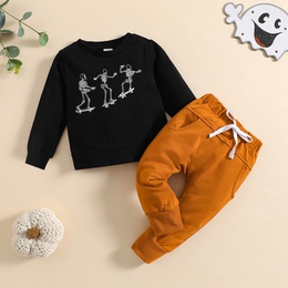 Halloween Casual Letter Cotton Blend Boys Clothing Setspicture9