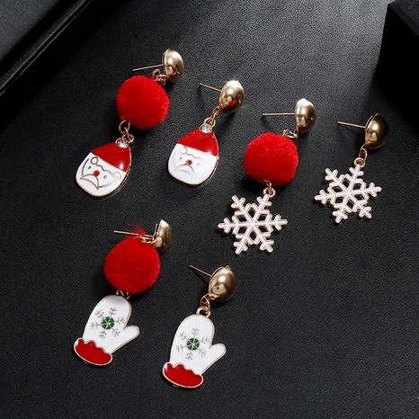 Fashion Santa Claus Gloves Snowflake Alloy Enamel Plating Women'S Drop Earrings 1 Pair's discount tags