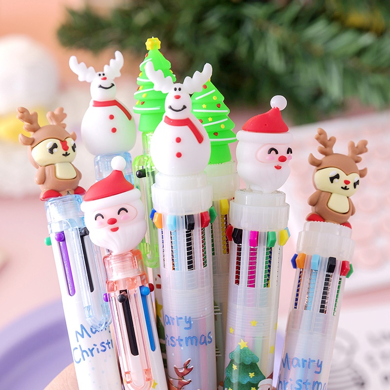 Cartoon Cute Christmas Deer Ballpoint Pen Ten Color Pen