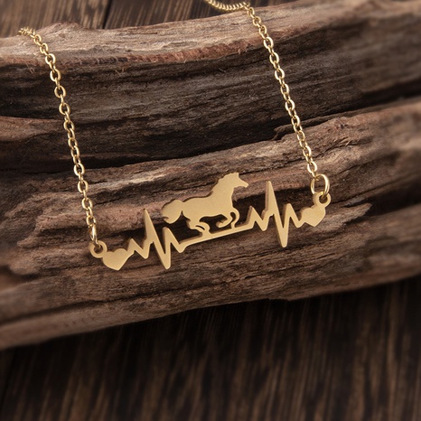 Simple Style Electrocardiogram Horse Stainless Steel Necklace 1 Piece's discount tags