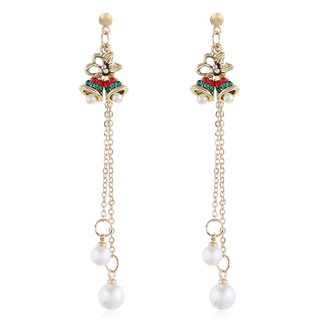 Fashion Crutch Bell Alloy Enamel Plating Artificial Diamond Women'S Drop Earrings 1 Pair's discount tags