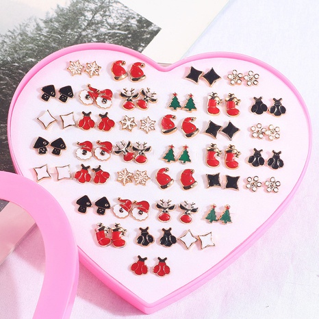 Nordic Style Christmas Hat Christmas Tree Santa Claus Alloy Resin Enamel Plating Women'S Ear Studs 1 Set's discount tags